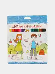 Карандаши цветные "ECO" -Переменка- с заточ. в карт.короб. с европодвесом 12/18/24 цв
