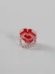 Розовый кольцо обьёмное сердчко из бисера