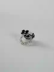 Серый кольцо обьёмное сердчко из бисера