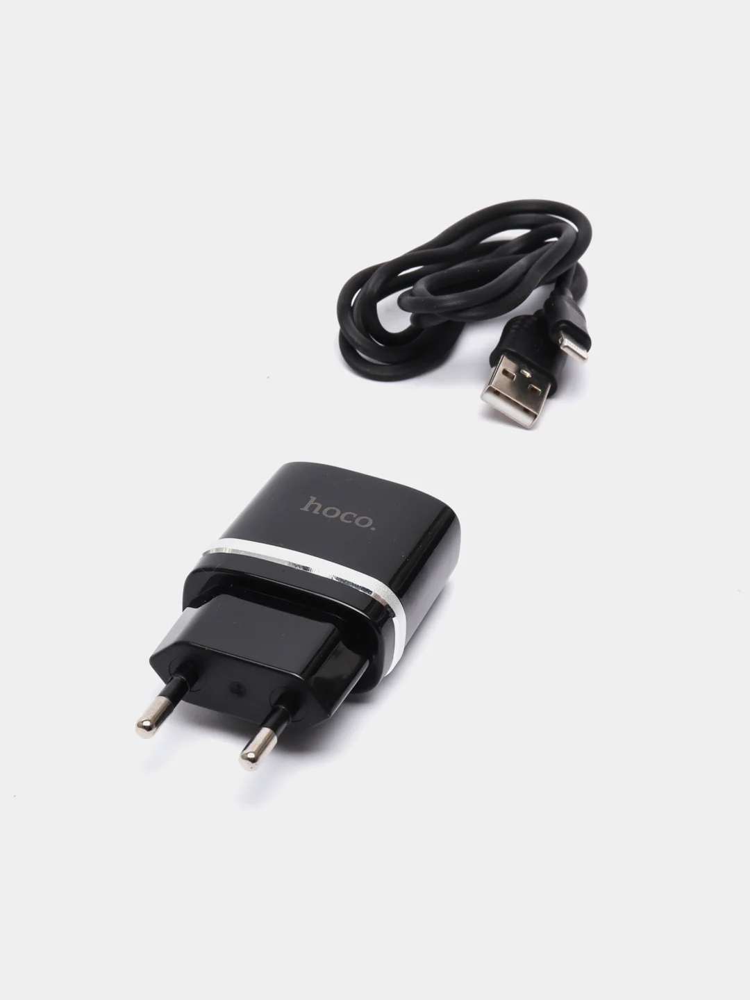 Черный сетевое зарядное устройство Hoco C12 Plus, кабель iPhone Lightning
