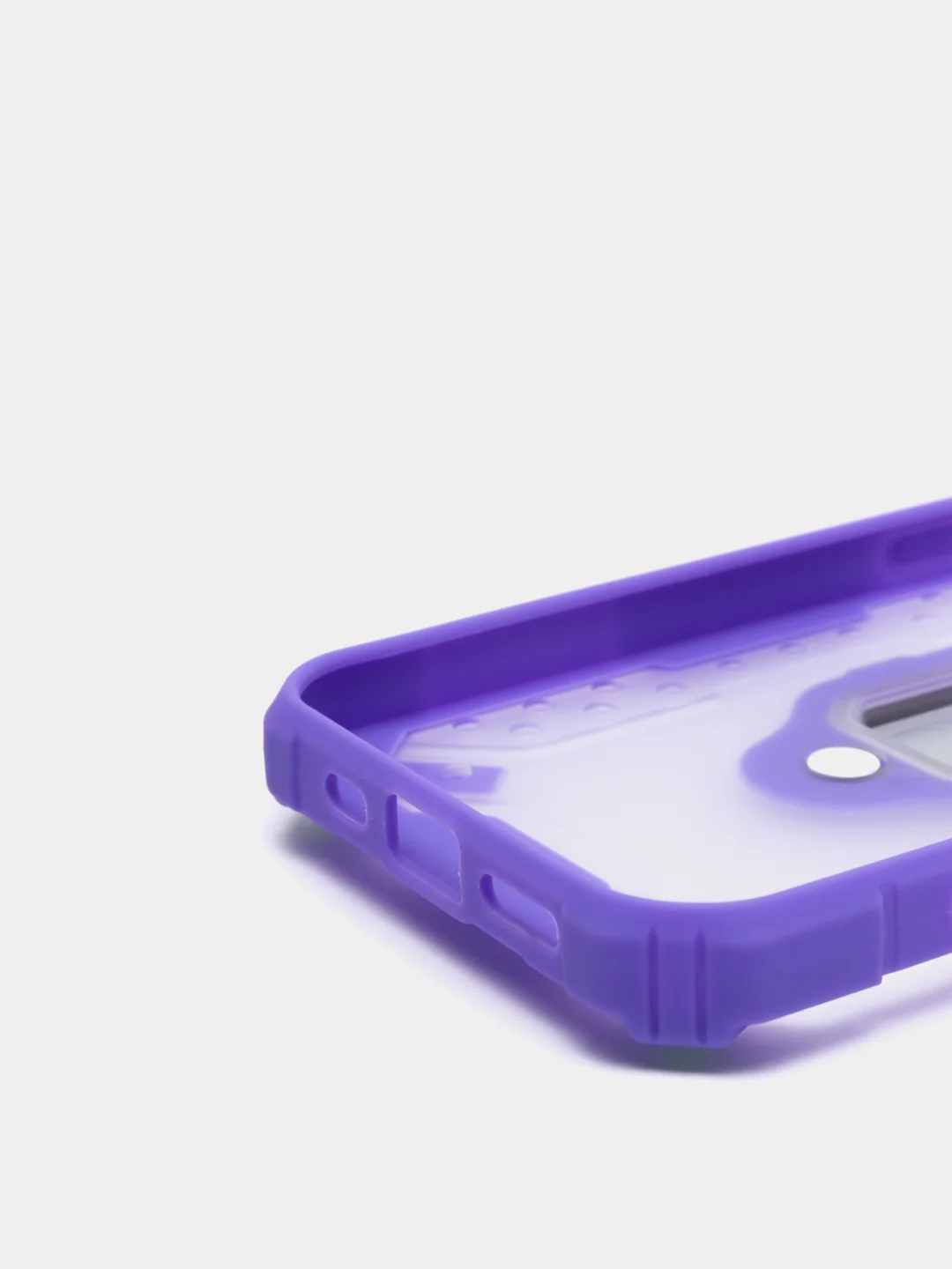 Фиолетовый чехол для iPhone 13, 13 Pro, Pro Max пластиковый полупрозрачный с металлическим кольцом