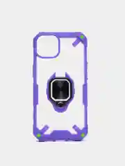 Фиолетовый чехол для iPhone 13, 13 Pro, Pro Max пластиковый полупрозрачный с металлическим кольцом