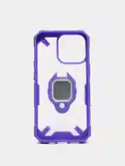 Фиолетовый чехол для iPhone 13, 13 Pro, Pro Max пластиковый полупрозрачный с металлическим кольцом
