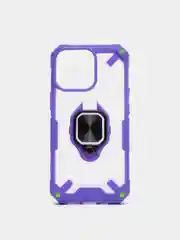 Фиолетовый чехол для iPhone 13, 13 Pro, Pro Max пластиковый полупрозрачный с металлическим кольцом