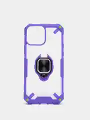 Фиолетовый чехол для iPhone 13, 13 Pro, Pro Max пластиковый полупрозрачный с металлическим кольцом