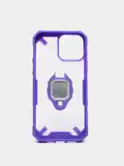 Фиолетовый чехол для iPhone 13, 13 Pro, Pro Max пластиковый полупрозрачный с металлическим кольцом