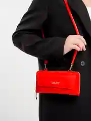 Алый горизонтальная сумка-клатч через плечо для телефона, кошелька, документов и ключей DP37