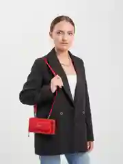 Багровый вертикальная сумка-клатч через плечо для телефона, кошелька, документов и ключей DP36