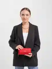 Багровый вертикальная сумка-клатч через плечо для телефона, кошелька, документов и ключей DP36