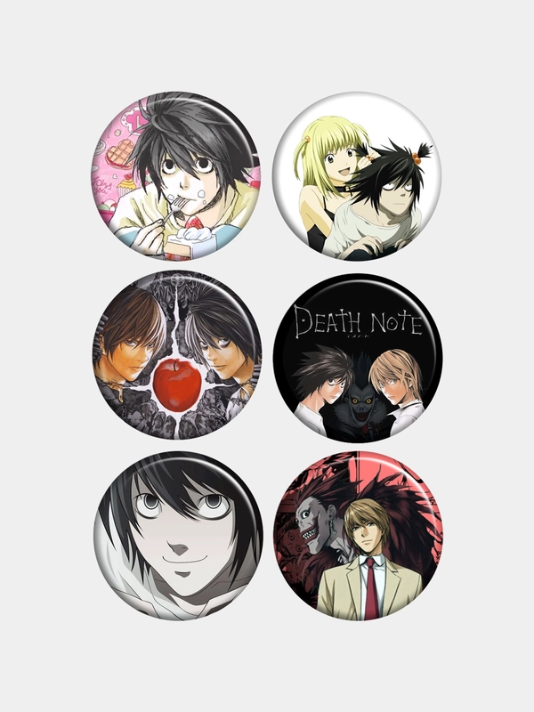 Значки "Тетрадь смерти", "Death Note", Ягами Лайт, Эл