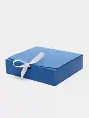 Синий коробка подарочная для подарка "Однотонная", складная, 3 размера
