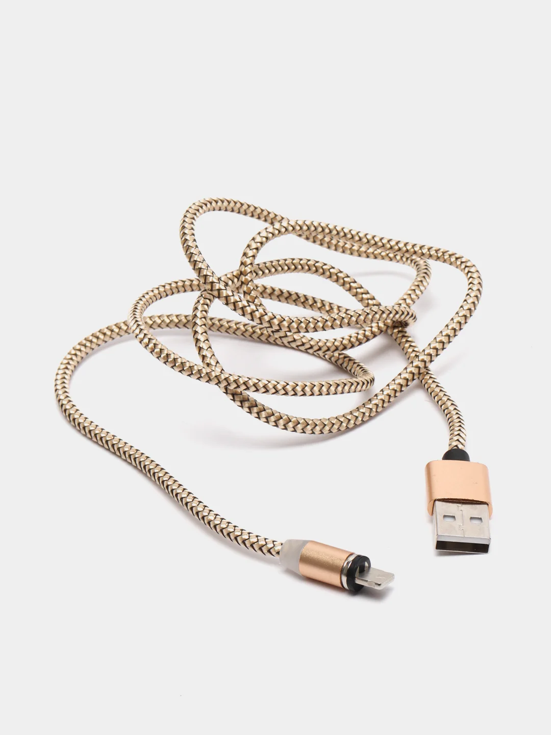 Золотой кабель зарядный магнитный тканевый MicroUSB/Type-C/Lightning  2.4A, Айфон, Андроид,головка