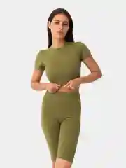 Золотистый хаки футболка женская, укороченная