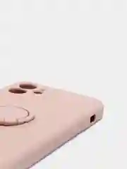 Розовый чехол силиконовый с кольцом на iPhone 12