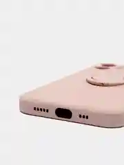 Розовый чехол силиконовый с кольцом на iPhone 12
