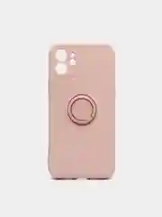 Розовый чехол силиконовый с кольцом на iPhone 12