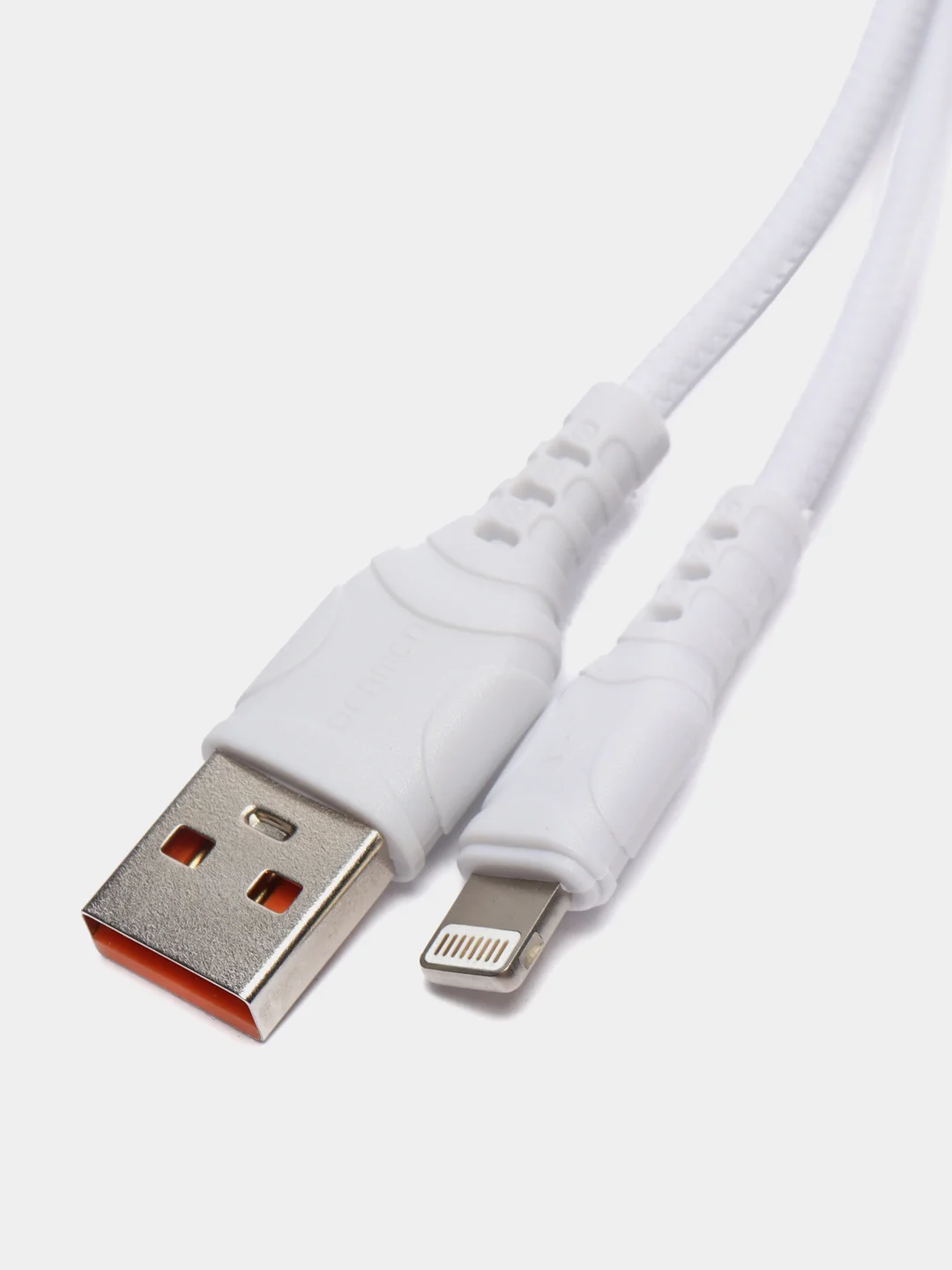 Белый кабель micro USB, 2.4A, 1 м, Denmen D01V, черный / Lightning USB, 2.4A, 1 м, Denmen D06L