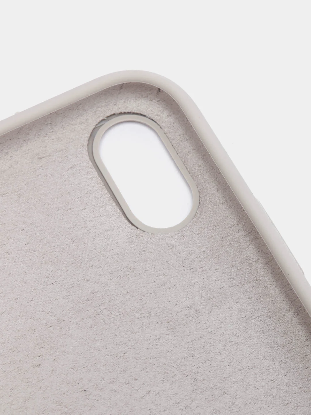 Серебряный чехол Silicone Case для iPhone XR, с открытым низом