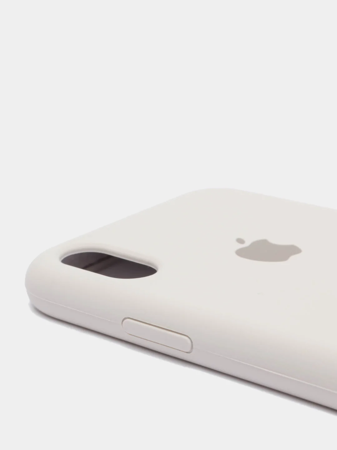 Серебряный чехол Silicone Case для iPhone XR, с открытым низом
