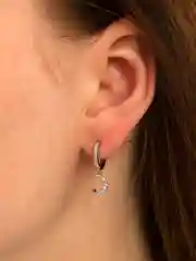 Серебряный асимметричные серьги-кольца луна звезда