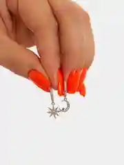 Серебряный асимметричные серьги-кольца луна звезда