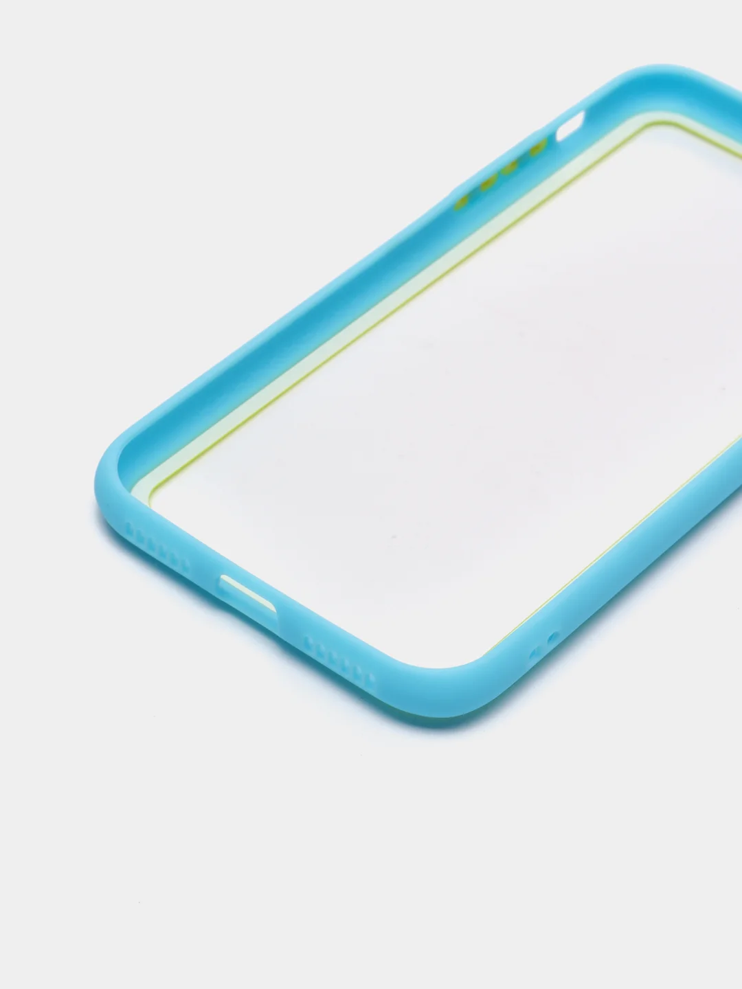 Голубой чехол силиконовый на iPhone X / XS с прозрачной задней панелью mobios