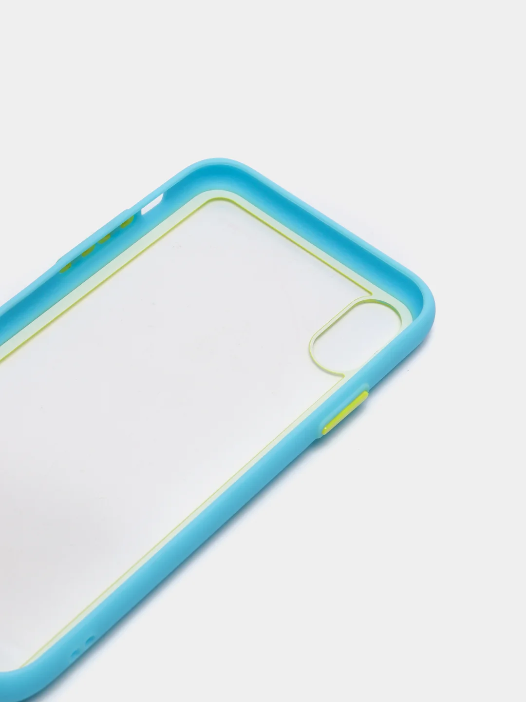 Голубой чехол силиконовый на iPhone X / XS с прозрачной задней панелью mobios