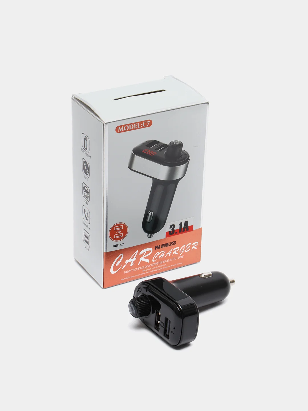 Черный автомобильный FM-трансмиттер, Bluetooth 5.0, USB, громкая связь