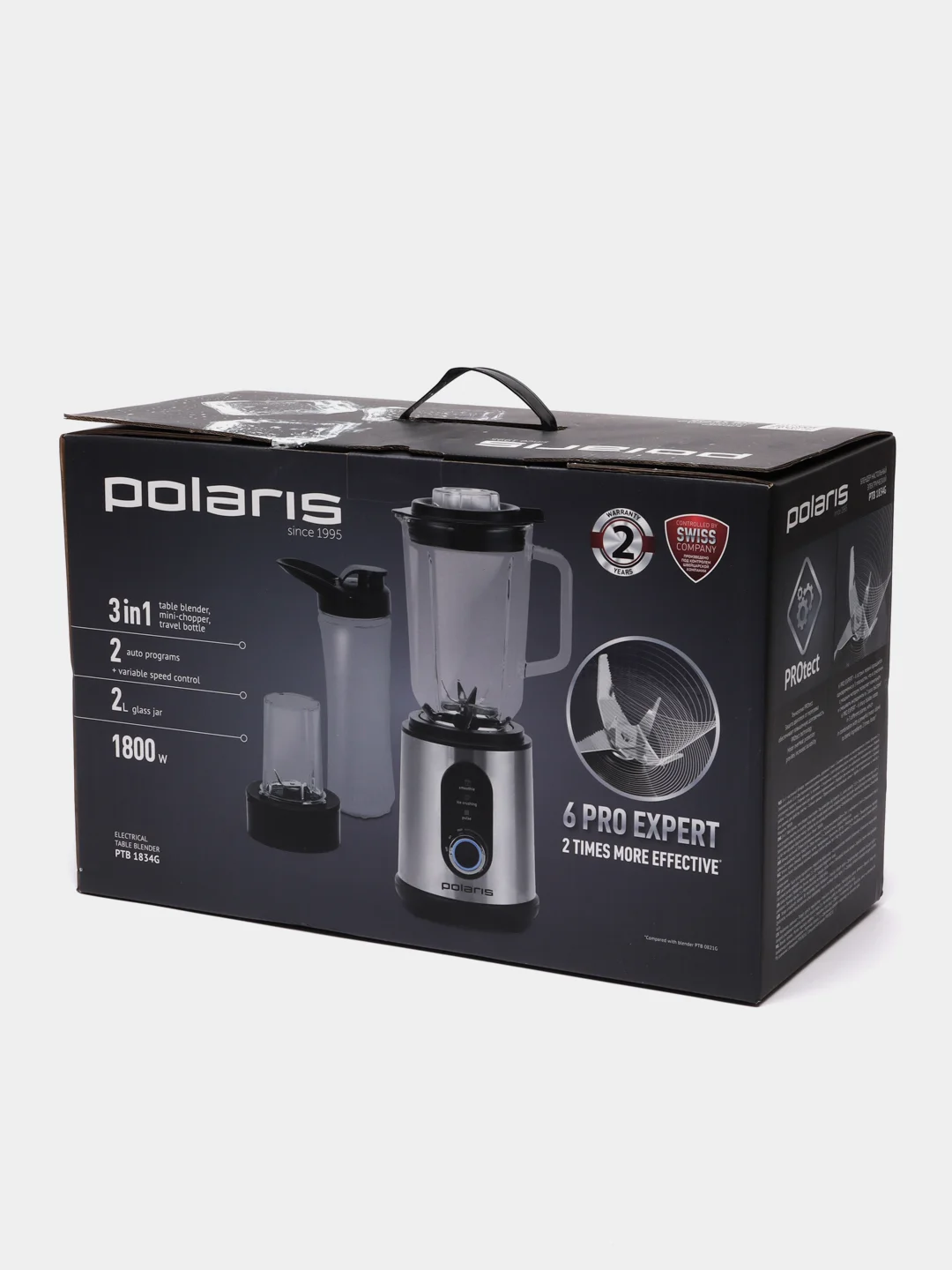 Настольный высокоскоростной блендер Polaris PTB 1834G, металлик