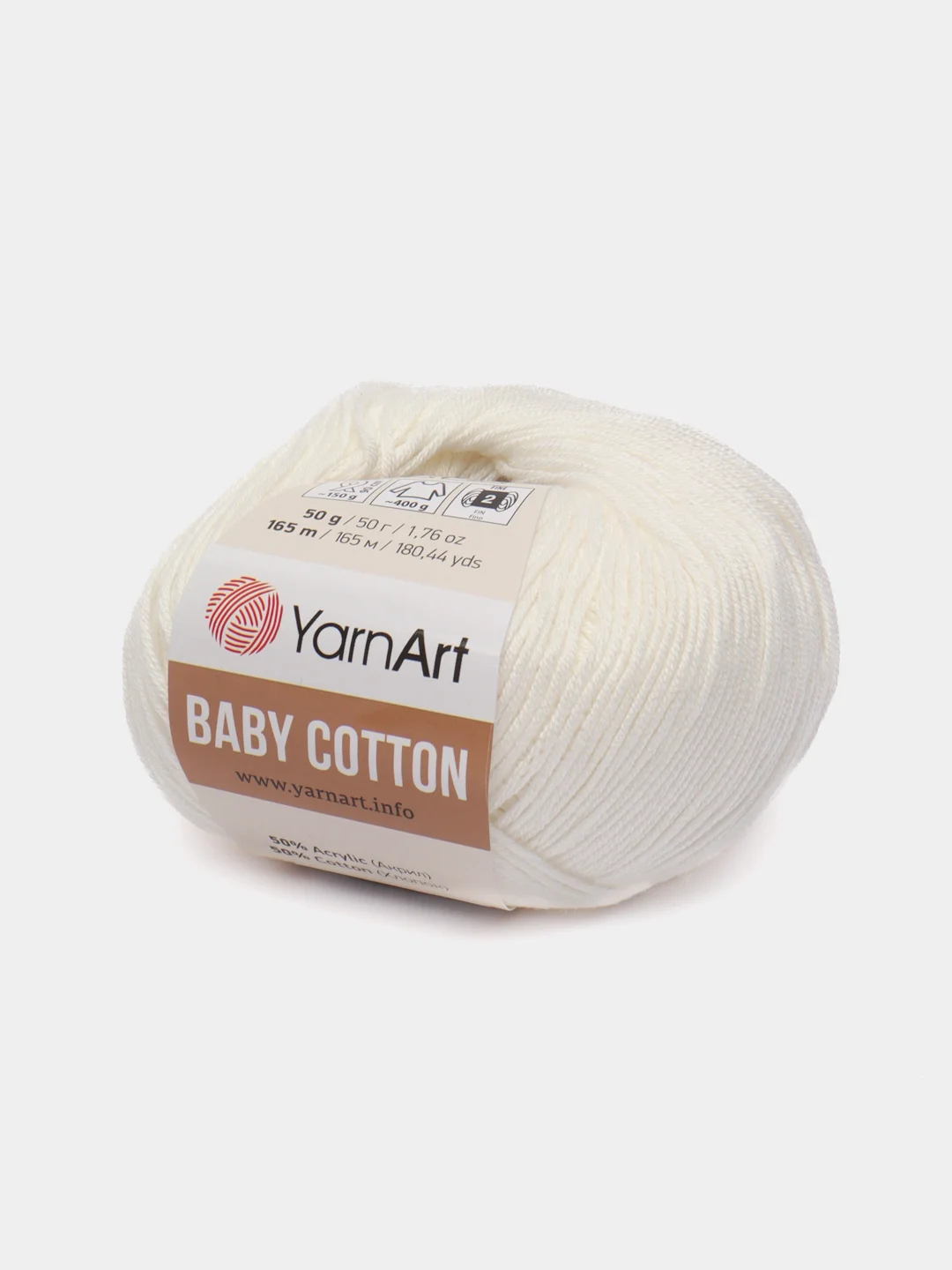 Молочный пряжа YarnArt Baby cotton, 50 г, 165 м, акрил и хлопок