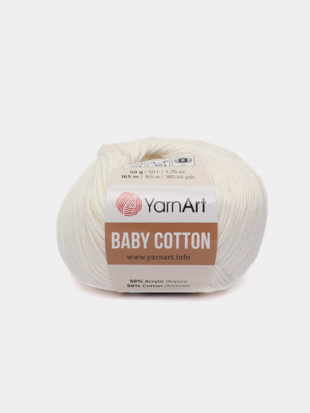 Молочный пряжа YarnArt Baby cotton, 50 г, 165 м, акрил и хлопок