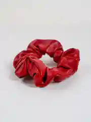 Бордовый объемная кожанная резинка для волос