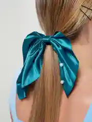Зеленый заколка, резинка, бант атласный тканевый для волос