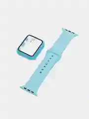 Голубой ремешок, бампер и стекло Apple Watch Classic 38 40 42 44 mm Series 1, 2, 3, 4, 5, 6, SE