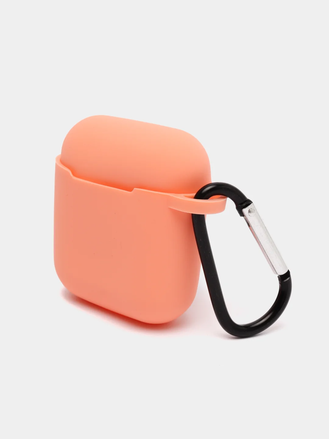 Оранжевый чехол для наушников Airpods 2 c карабином силиконовый