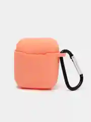 Оранжевый чехол для наушников Airpods 2 c карабином силиконовый
