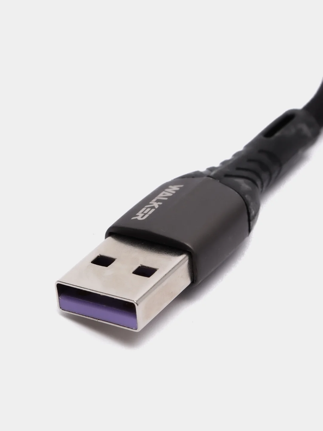 Черный кабель USB - Type-C WALKER C920, в текстильной оплётке, с индикатором