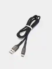Черный кабель USB - Type-C WALKER C920, в текстильной оплётке, с индикатором