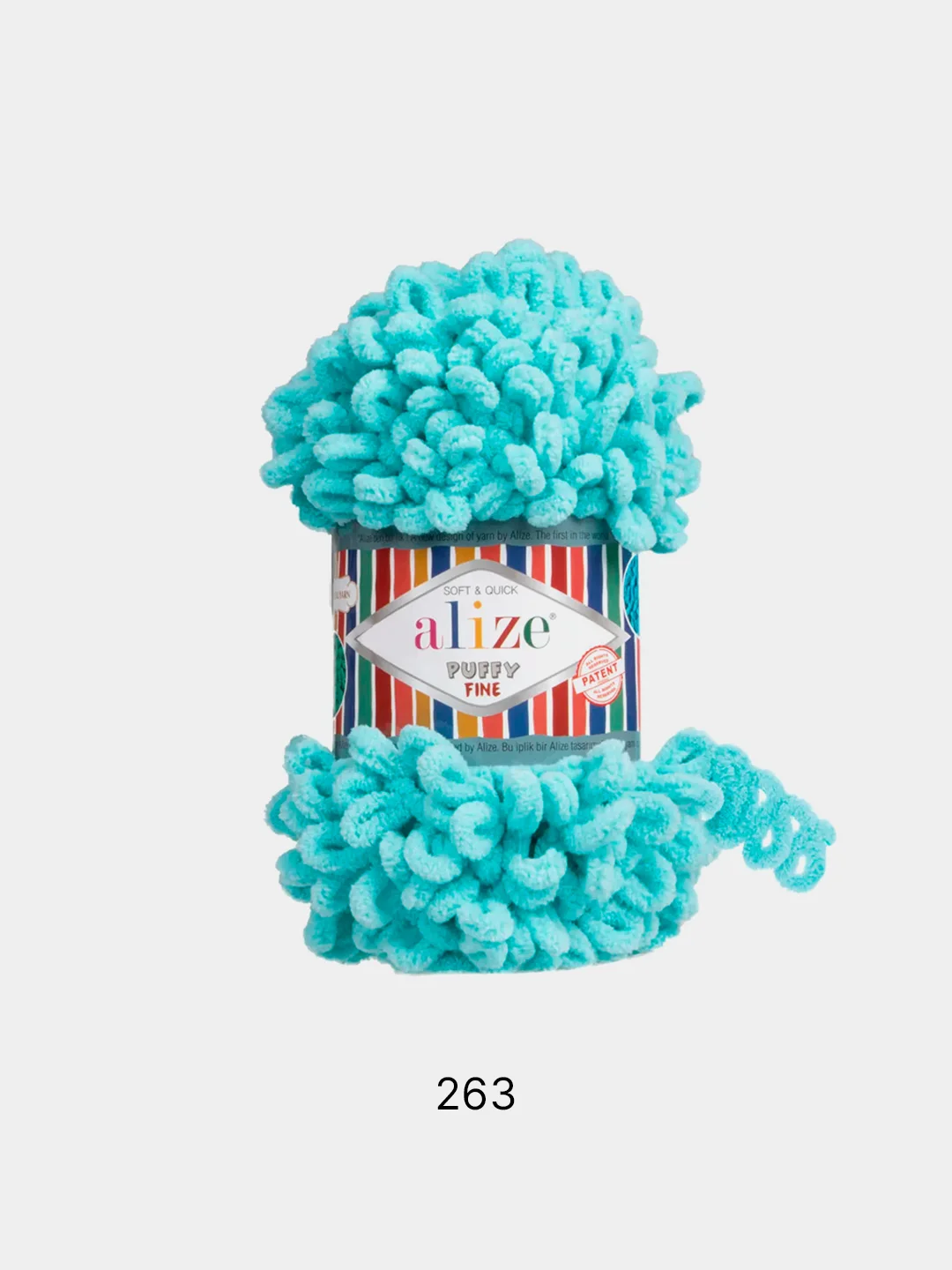 Бирюзовый puffy Fine Alize пряжа маленькими петельками