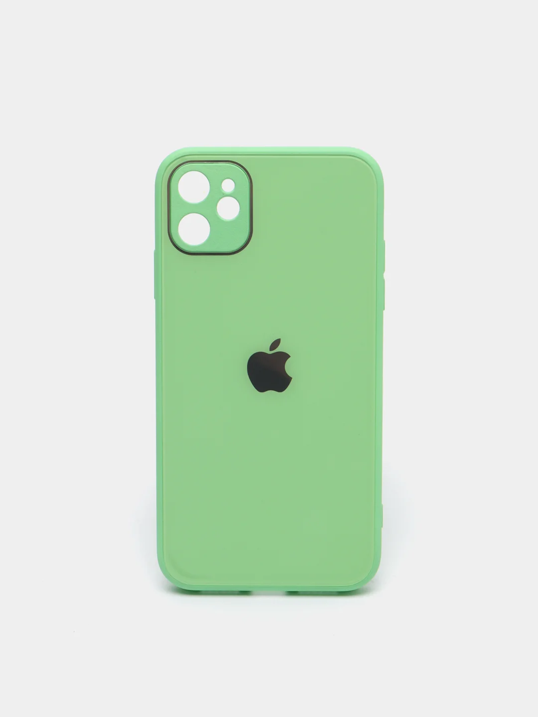 Салатовый чехол для iPhone 11, 12, 13, 12 Pro Max, 12 Pro, силиконовый, со стеклянной панелью