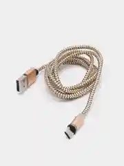 Золотой кабель зарядный магнитный тканевый MicroUSB/Type-C/Lightning  2.4A, Айфон, Андроид,головка