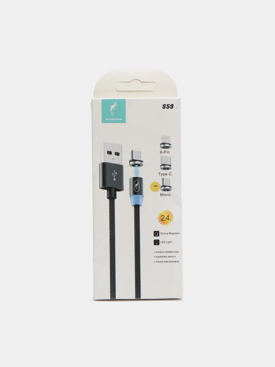 Кабель SKYDOLPHIN S59, USB-Micro, с магнитным коннектором, 2.4 A, 1 м