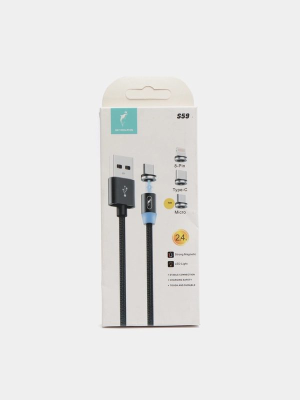 Кабель SKYDOLPHIN S59, USB-Micro, с магнитным коннектором, 2.4 A, 1 м