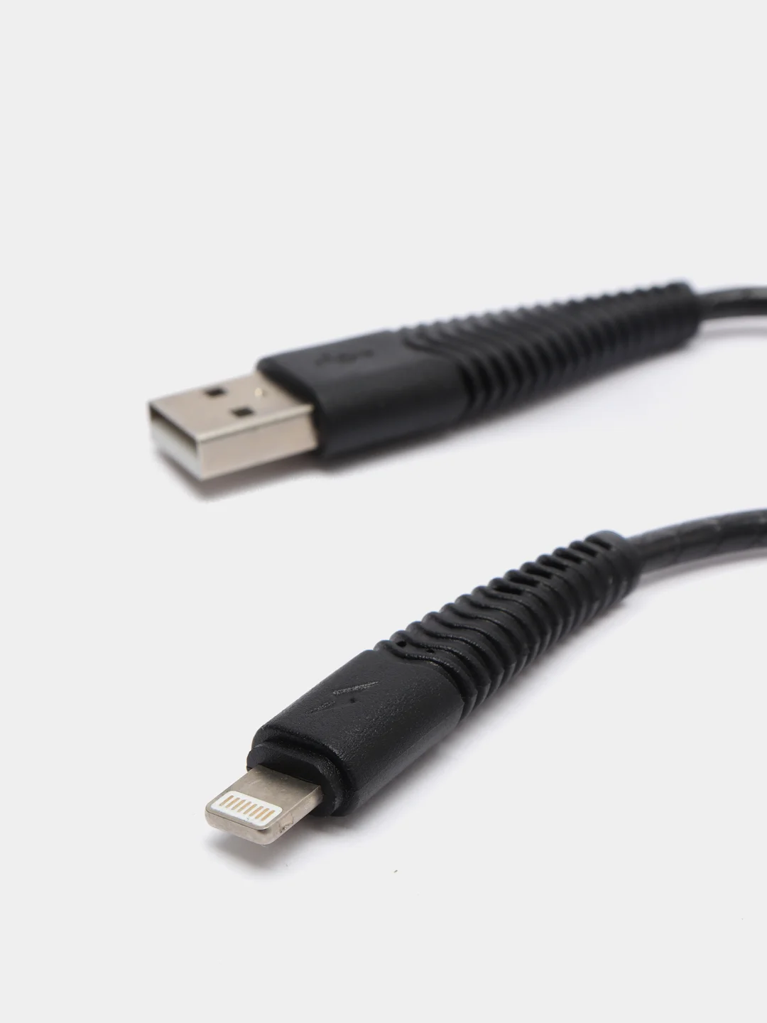 Черный кабель LuazON, Micro - USB, lighting 1 А, 1 м, пластиковое армирование, ПВХ, штекер металл