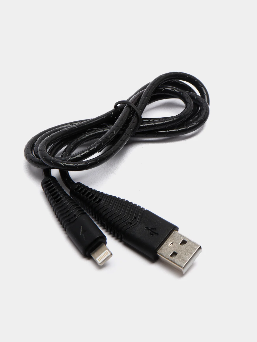 Черный кабель LuazON, Micro - USB, lighting 1 А, 1 м, пластиковое армирование, ПВХ, штекер металл