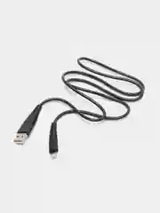 Черный кабель LuazON, Micro - USB, lighting 1 А, 1 м, пластиковое армирование, ПВХ, штекер металл