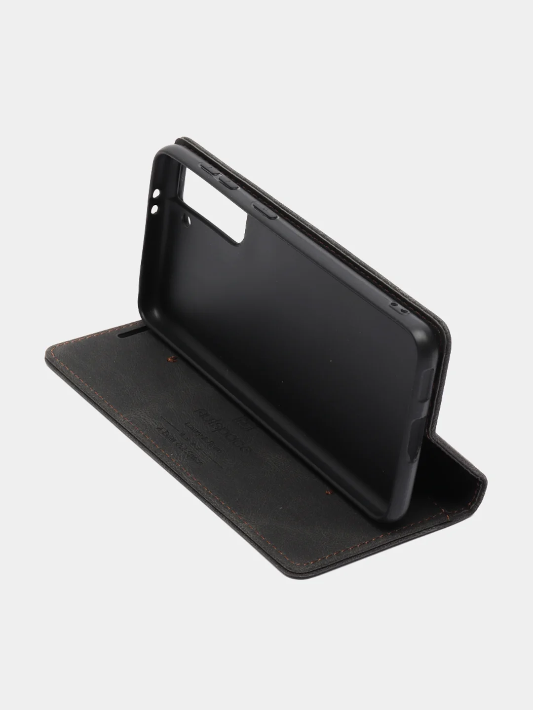 Черный чехол для Samsung S21 с карманом для карт и подставкой