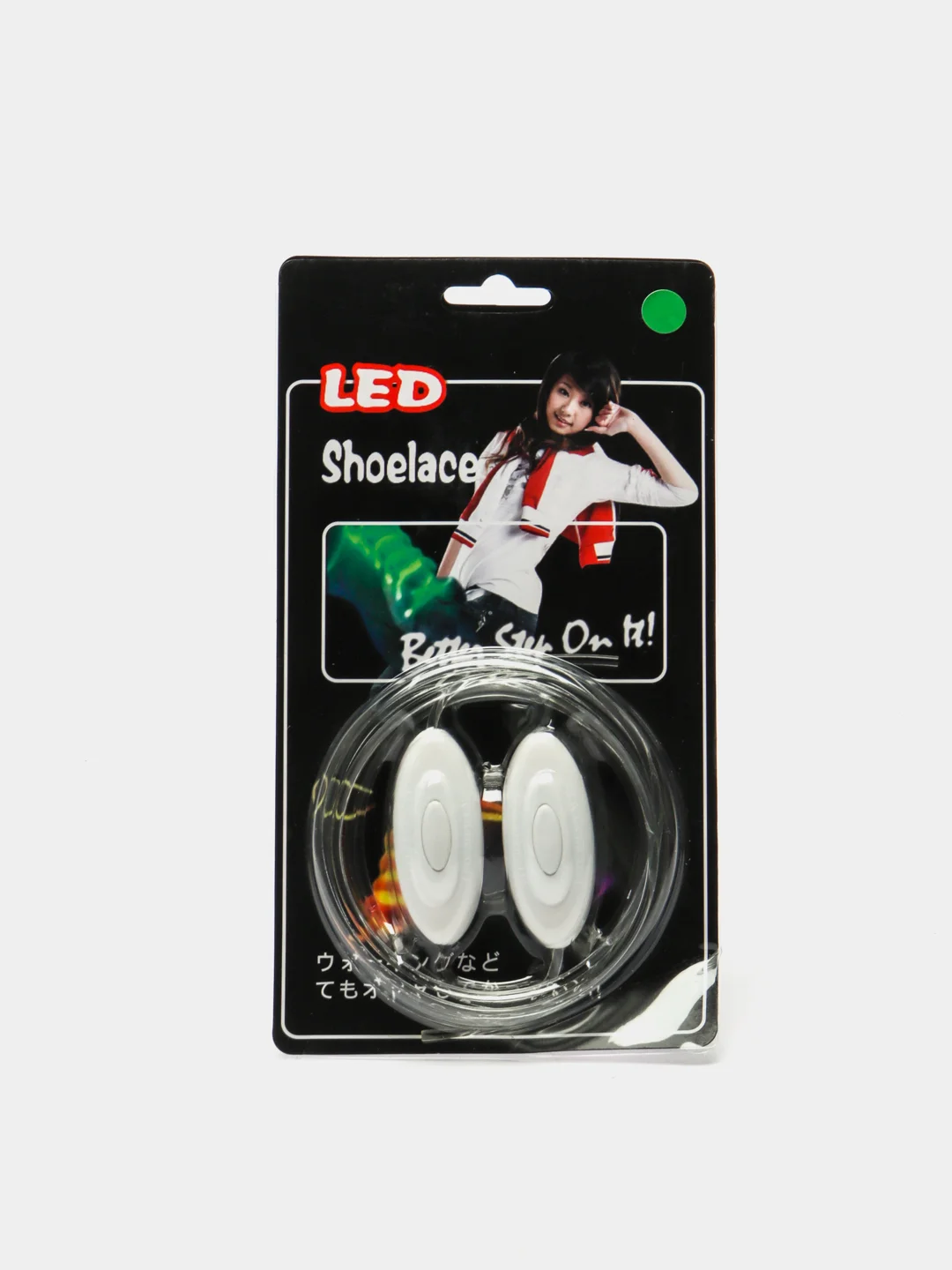 Зеленый шнурки светящиеся, с LED-подсветкой, 75 см