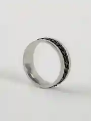 Серебряный мужское кольцо с цепочкой, нержавеющая сталь