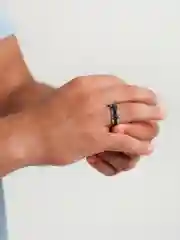 Серебряный мужское кольцо с цепочкой, нержавеющая сталь
